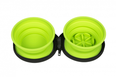 KiwiWalker TVL-868 Double Travel Bowl cestovná miska so slowfeederom - zelená, 2ks