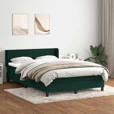 vidaXL Posteľný rám boxsping s matracom tmavozelený 160x210 cm zamat