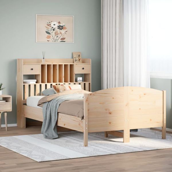 vidaXL Posteľ s knižnicou bez matraca 120x190 cm borovicový masív