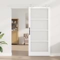 vidaXL Posuvné dvere 93 x 211 cm Masívne borovicové drevo a sklo Biela