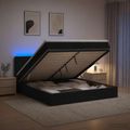 vidaXL Ottoman posteľ s matracom a LED Čierna 200 x 200 cm Látka