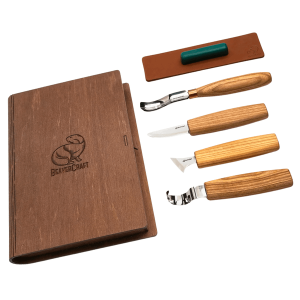 S19 book Beavercraft Sloyd knives Carving Set in gift book-box