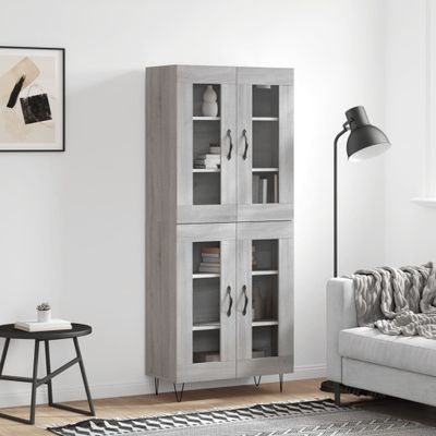 vidaXL Vysoká skrinka sivý dub sonoma 69,5x34x180 cm spracované drevo