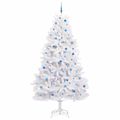 vidaXL Umelý Sklápací Vianočný Stromček Biela 270 cm PVC a oceľ