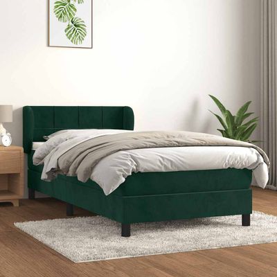 vidaXL Posteľný rám boxsping s matracom tmavozelený 80x200 cm zamat