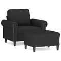 vidaXL Kreslo s podnožkou čierne 60 cm zamat