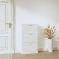 vidaXL Botník biela, vysoký lesk 59x17x108 cm spracované drevo