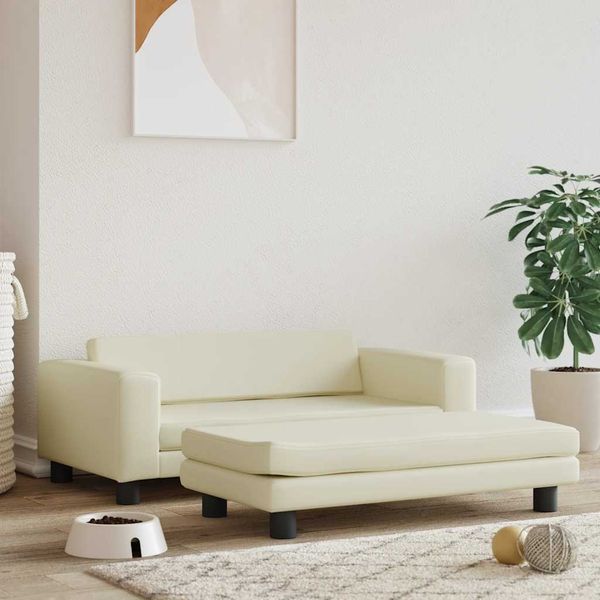 vidaXL Pelech pre psa s nadstavcom krémový 100x50x30 cm umelá koža