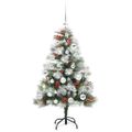 vidaXL Umelý vianočný stromček Zelená a biela 120 cm PVC, kov a plast