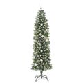 vidaXL Umelý chudý vianočný strom Zelená a biela 240 cm