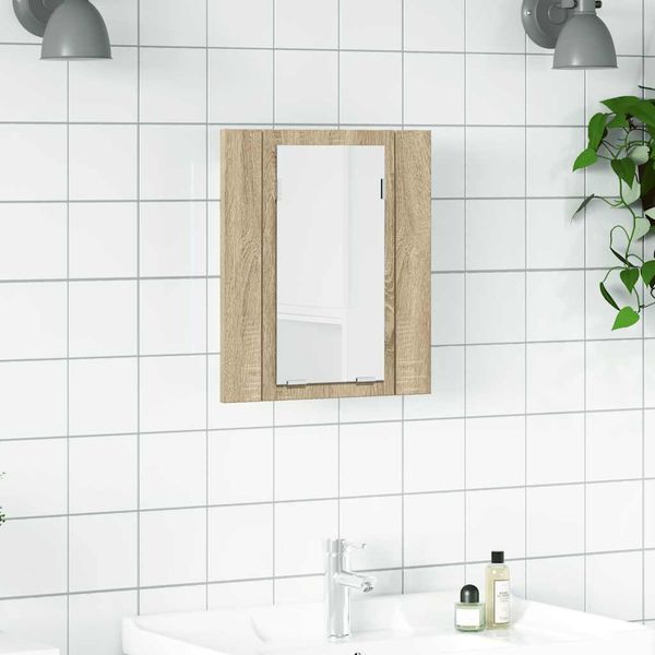 vidaXL LED kúpeľňová zrkadlová skrinka dub sonoma 40x12x45 cm akryl