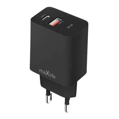 Nabíjačka Maxlife MXTC-13-20AC PD QC 1x USB-C 1x USB 20W čierna
