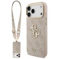 Guess 4G Big 4G Classic Logo Big Strap Metal Buttons case for iPhone 17 Pro Max pink