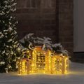vidaXL Osvetlená vianočná darčeková krabica 3 ks 150 LED Teplá biela