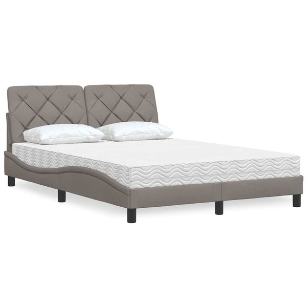 vidaXL Posteľ s matracom sivohnedá 140x190 cm látka