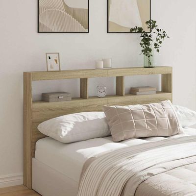 vidaXL Skrinka na čelo postele s LED dub sonoma 160x17x102 cm