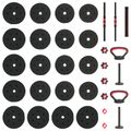 vidaXL 4-v-1 činkový set 40 kg Čierna a červená