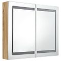 vidaXL LED kúpeľňová zrkadlová skrinka farba dubu 80x12x68 cm