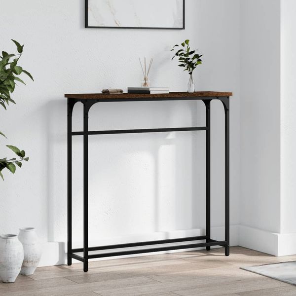vidaXL Konzolový stolík hnedý dub 75x19,5x75 cm kompozitné drevo