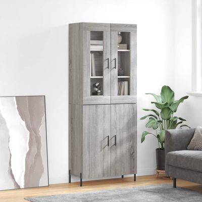 vidaXL Vysoká skrinka sivý dub sonoma 69,5x34x180 cm spracované drevo