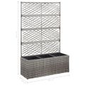 vidaXL Vyvýšený záhon+mriežka, 3 nádoby 83x30x130 cm, polyratan, sivý