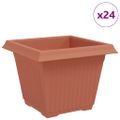 vidaXL Štvorcový črepník na kvety 24 ks Tehlovo červená Plast
