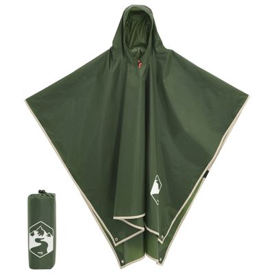 vidaXL Pončo do dažďa s kapucňou dizajn 2 v 1 zelené 223x145 cm