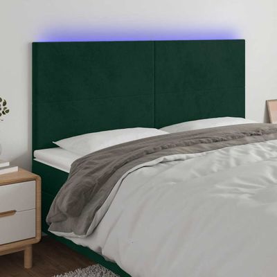 vidaXL Čelo postele s LED tmavozelené 160x5x118/128 cm zamat