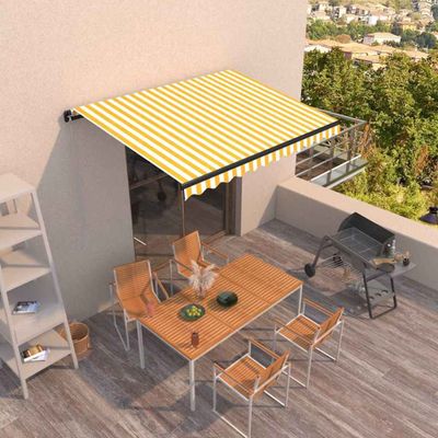 vidaXL Ručne zaťahovacia markíza 350x250 cm žltá a biela