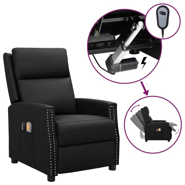 vidaXL Elektrické masážne kreslo čierne umelá koža