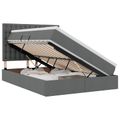 vidaXL LED úložná posteľ s matracom Tmavosivá 140 x 190 cm Látka