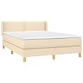 vidaXL Boxspring posteľ s matracom krémový 140x190 cm látka