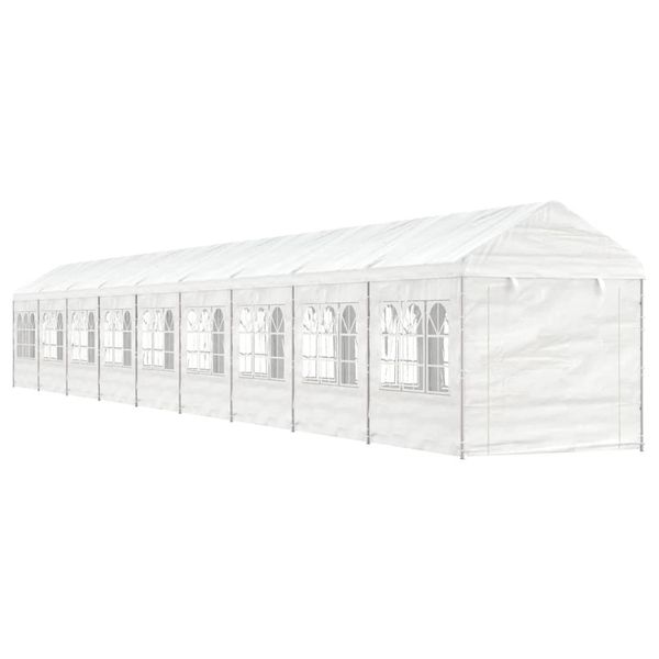 vidaXL Altánok so strechou, biely 20,07x2,28x2,69 m, polyetylén