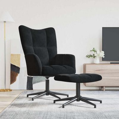 vidaXL Relaxačné kreslo s podnožkou, čierne, zamat