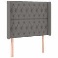vidaXL Čelo postele s LED tmavosivé 103x16x118/128 cm látka