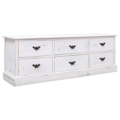 vidaXL Lavička do chodby, starožitná biela 115x30x40 cm, drevo