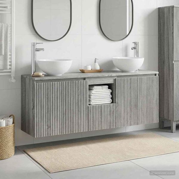 vidaXL Set kabinetov do kúpeľne 3 ks Sivý Sonoma 49,5 x 35 x 63 cm