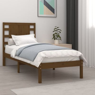 vidaXL Posteľný rám medový drevený masív 75x190cm malé jednolôžko
