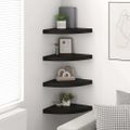 vidaXL Plávajúce rohové police 4 ks, čierne 35x35x3,8 cm, MDF