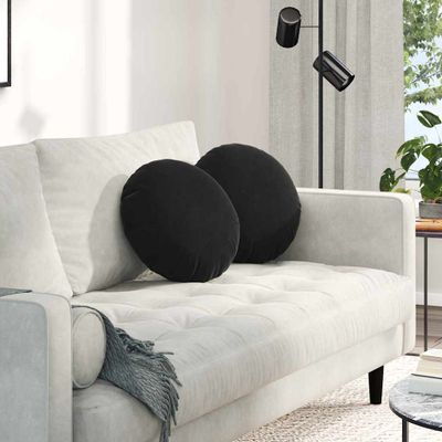 vidaXL Vankúše na sedenie 2 pcs Čierna Ø 40 x 13 cm Zamat
