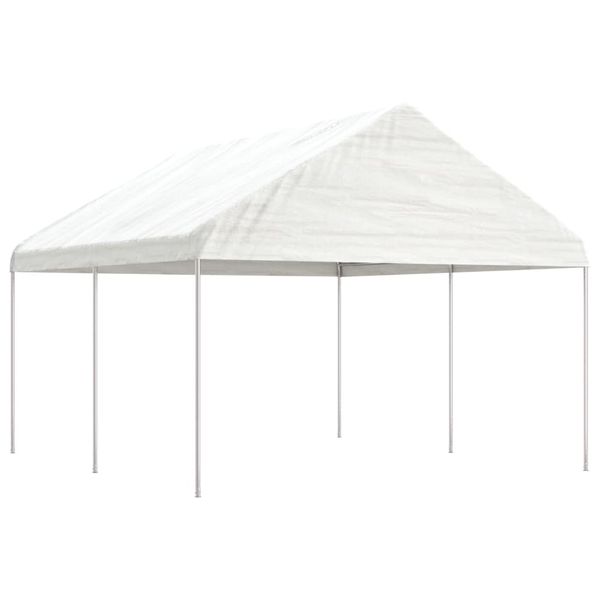 vidaXL Altánok so strechou, biely 4,46x4,08x3,22 m, polyetylén