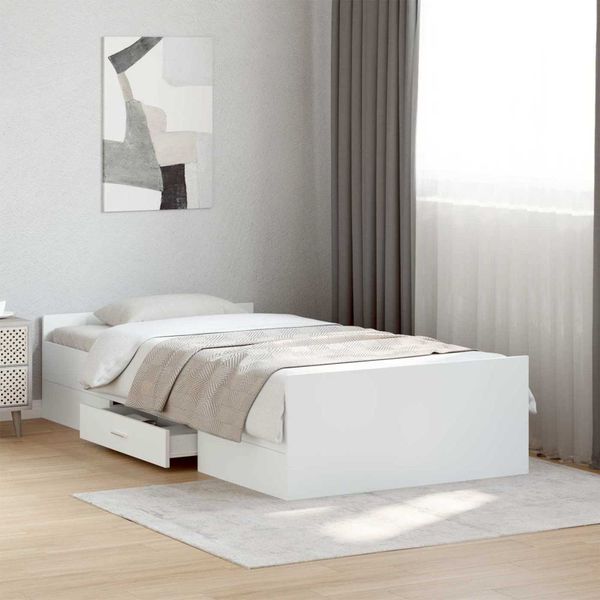 vidaXL Rám postele so skladom Biela 80 x 200 cm Kompozitné drevo