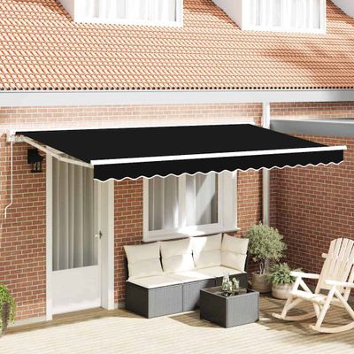 vidaXL Rám markízy Čierna 400 x 200 cm Polyester s PU povrchom