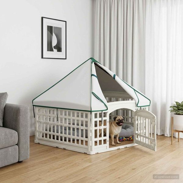 vidaXL 6 panelový psí výbeh Biela 179 x 151 x 114 cm Plast