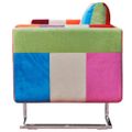 vidaXL Kreslo v tvare kocky s chrómovými nohami, patchwork, látka