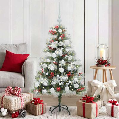 vidaXL Umelý vianočný stromček Zelená a biela 120 cm PVC, kov a plast