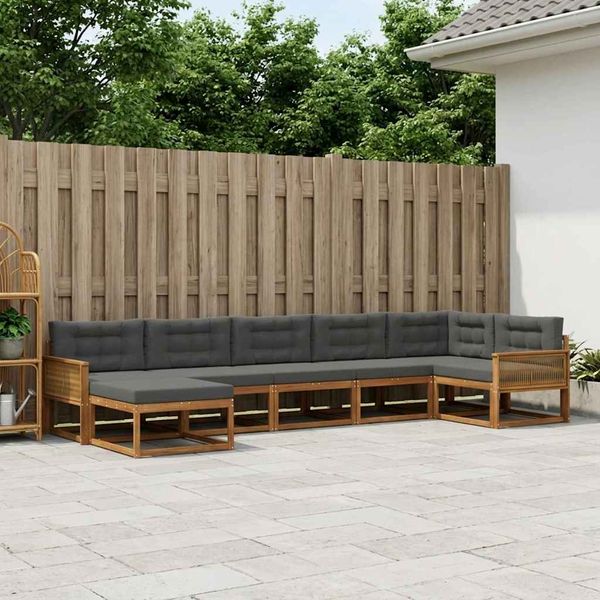 vidaXL Záhradná súprava gaučov s vankúšom 7 pcs Prírodná a antracitová