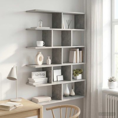 vidaXL Stenná polica Betónovo sivá 70 x 20 x 100 cm Kompozitné drevo