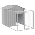vidaXL Búda pre psa so strechou bledosivá 117x1221x123 cm pozin. oceľ