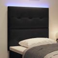 vidaXL LED hlavová doska s LED pásikmi Čierny 100 cm Zamat